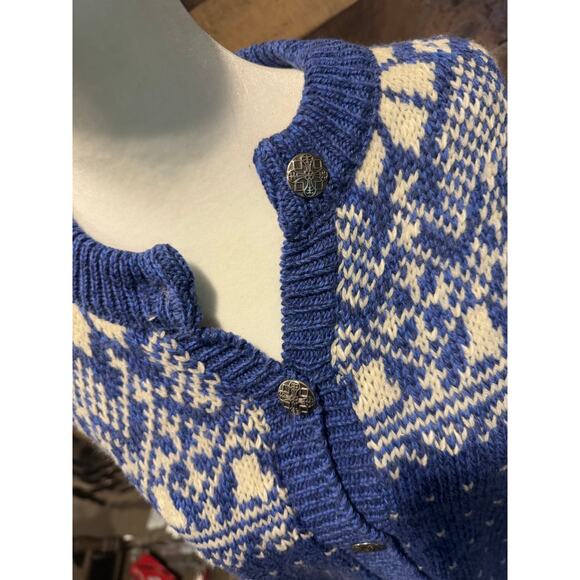 Vintage 1980s ALPS - Blue Marl Button Up Sweater- Size M - Picture 5 of 9